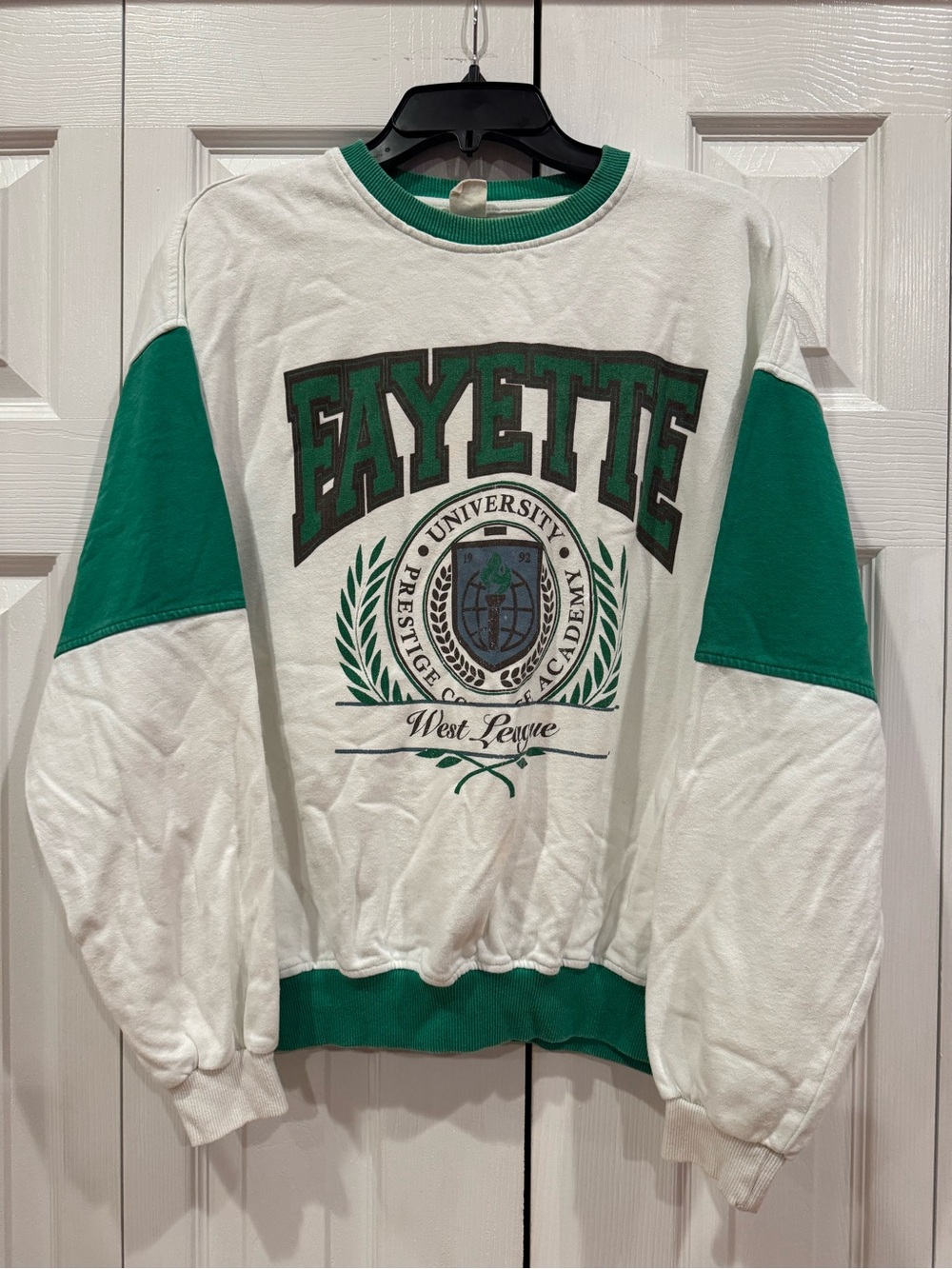 Urban Outfitters White and Green Fayette Graphic Oversized Sweatshirt Crewneck